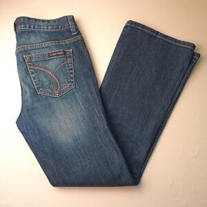 Calvin Klein Womans Ultimate Boot Low Rise Medium Wash Jeans Size 4 Y2K Stretch
